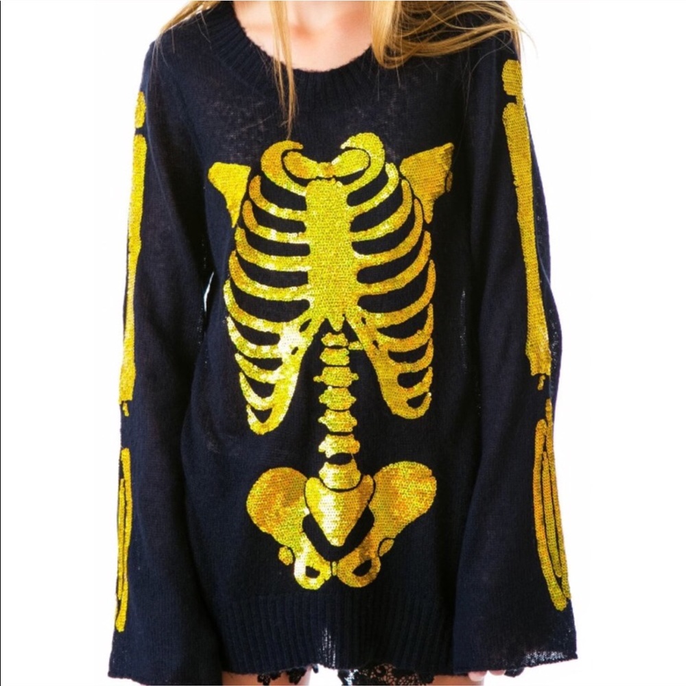 WILDFOX Halloween White Label sequin sweater